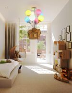 Ahşap Uçan Ev Renkli Balon Avize - Görsel 7