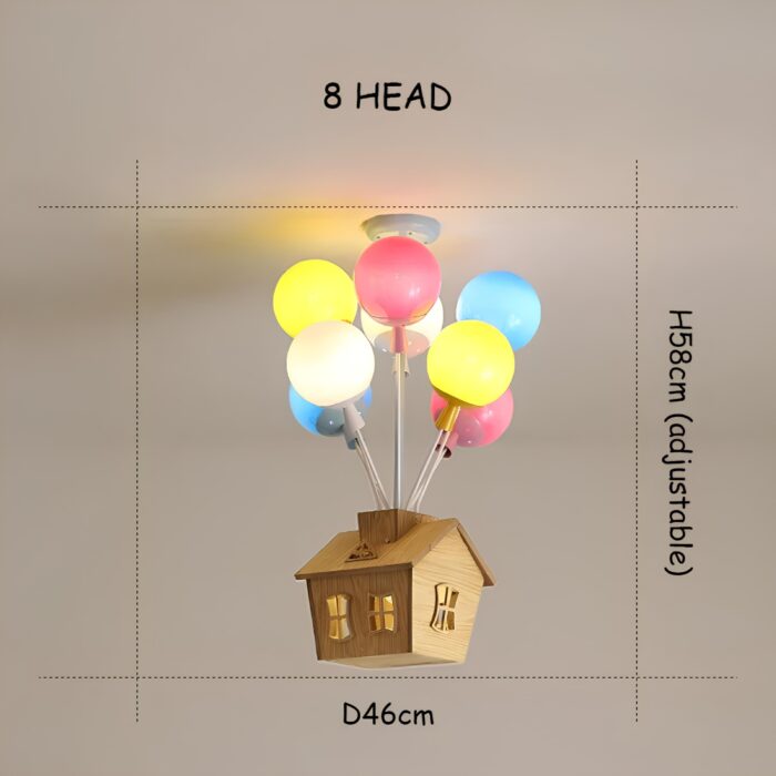 Ahşap Uçan Ev Renkli Balon Avize - Görsel 11
